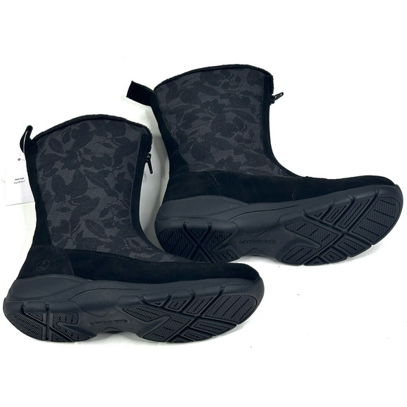 Lands End Thermolite Black Suede Canvas Boots Women's Size 8B All Weather New - Picture 6 of 14